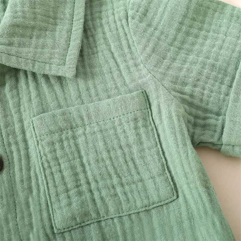 Clothing Sets 2023-04-04 Lioraitiin 0-3Years Toddler Baby 2Pcs Summer Outfits Solid Short Sleeve Button Down Lapel Shirt Shorts Set