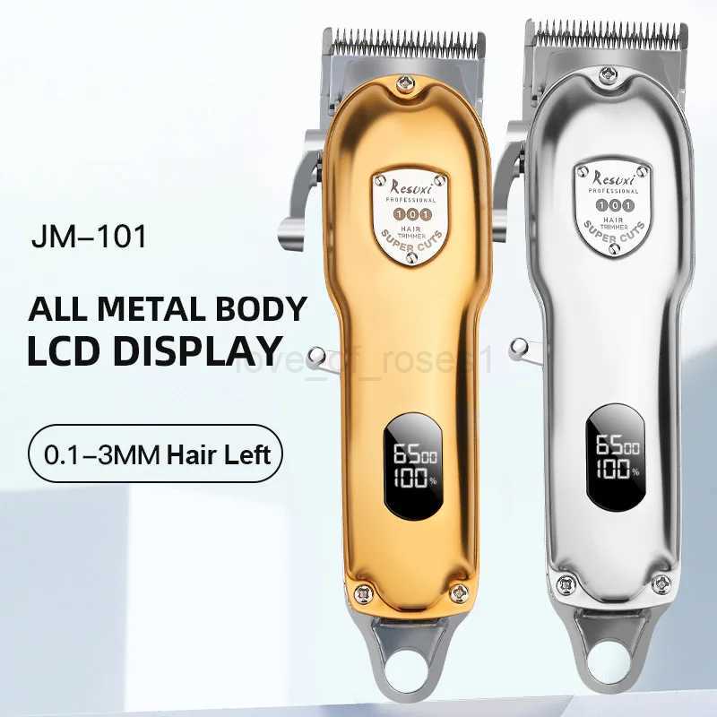 RESUXI JM-101 Professional Cordless Hair Clipper All Metal Hair Trimmer for Men Barber Beard Electric Hair Cutting Machine ToolsM240715