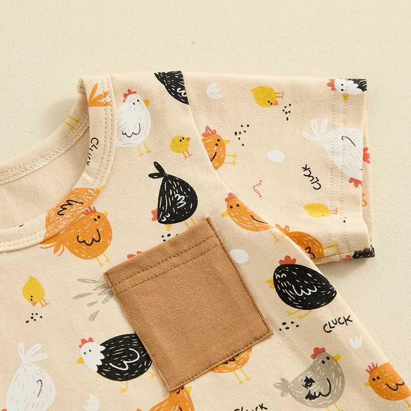 Clothing Sets Summer Toddler Baby Boys Outfit Clothes Sets Short Sleeve Chicken/Animal Print Tops + Shorts Baby Boys Clothing 0-4Y