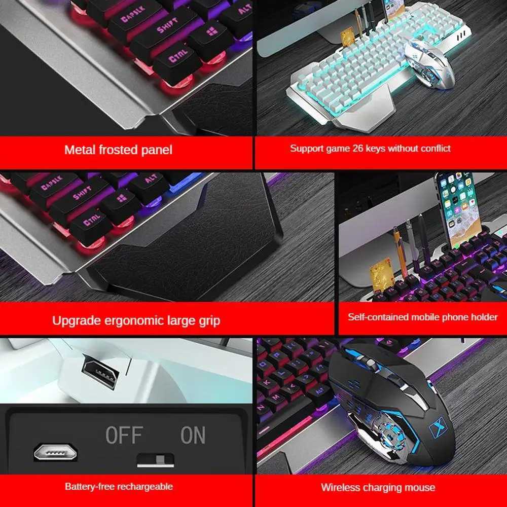 K680 Wireless Gaming Keyboard Mouse Rgb Backlit Metal Panel Rechargeable Gamer Mouse Waterproof Keyboard SetM240715