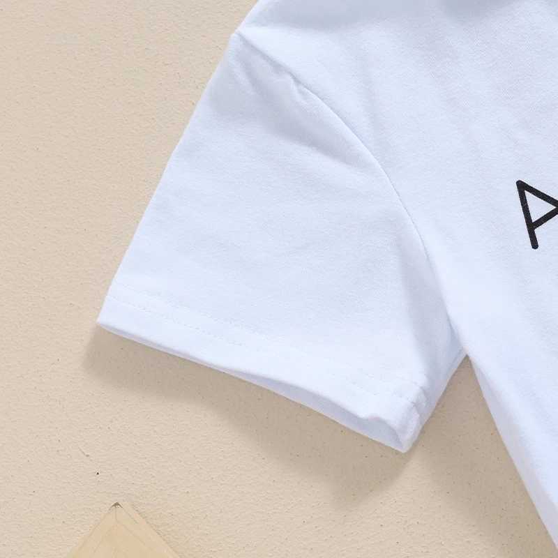 Clothing Sets 2024-01-24 Lioraitiin Baby Boy Outfit O-Neck Short Sleeve Letter Print Tops + Elastic Waist Shorts Summer Set Infant Toddler