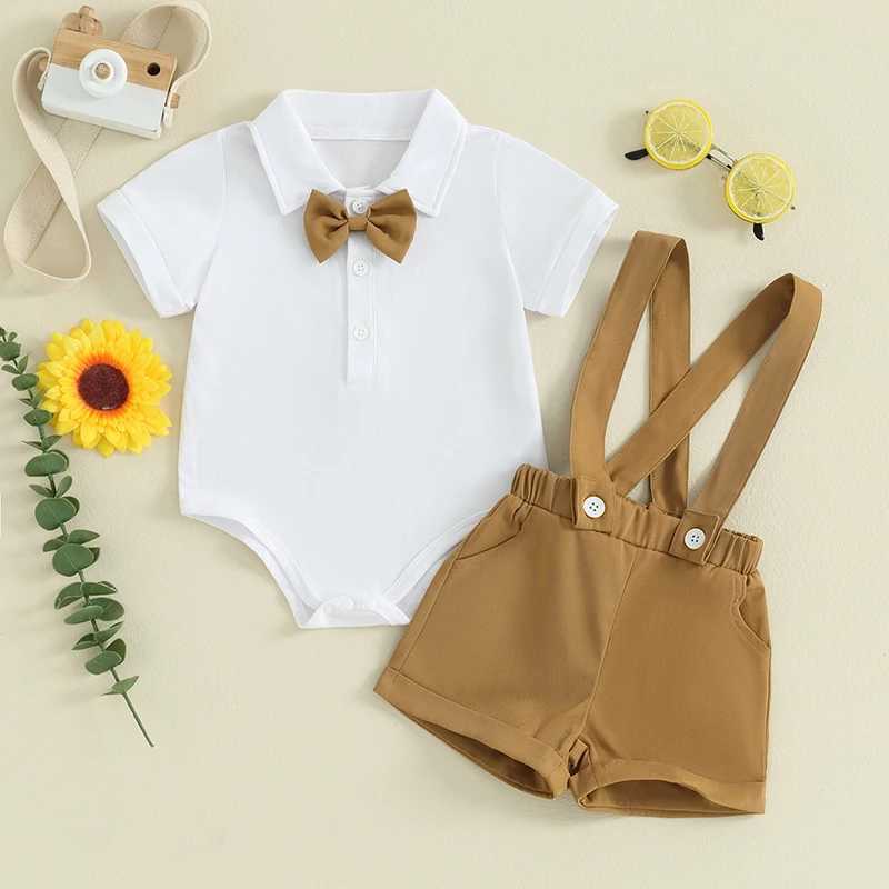 Clothing Sets Toddler Infant Baby Boy Clothes Sets Short Sleeve Lapel Button Romper + Suspender Shorts Summer Gentleman Outifts Clothing