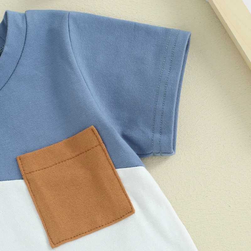 Clothing Sets 2024-01-30 Lioraitiin Toddler Boys Shorts Set Contrast Color Short Sleeve T-shirt with Elastic Waist Shorts Set Summer Outfit