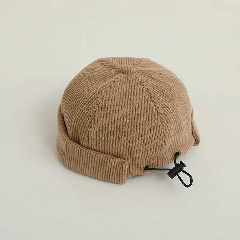 Boys and girls aged 3-24 months autumn warm bean hat solid color baby Docker hatW240715