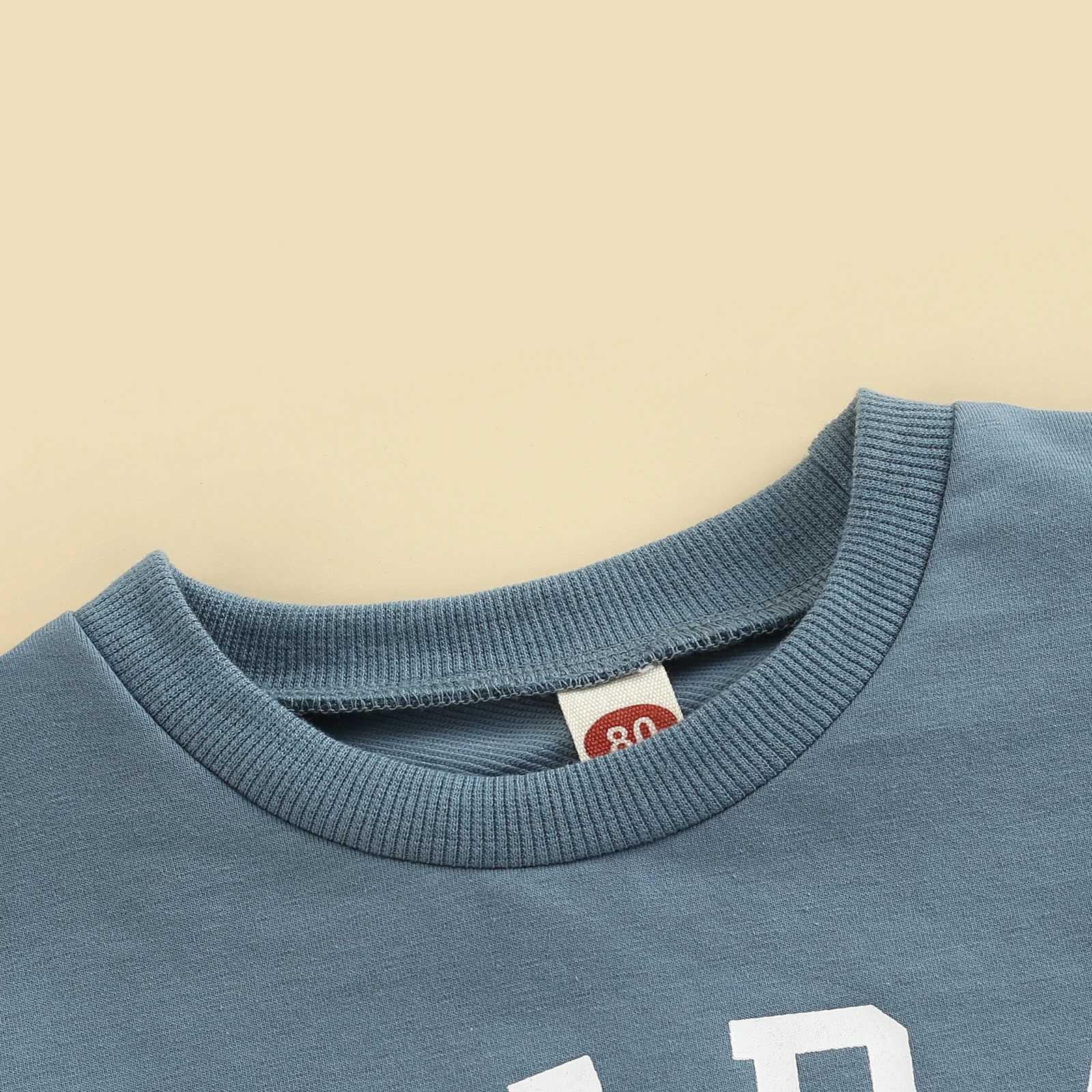 Clothing Sets 2022-08-18 Lioraitiin 0-3Years Toddler Baby Boys Letter Print Round Neck Long Sleeve Tops Tie-Up Long Pants 2Pcs Outfit