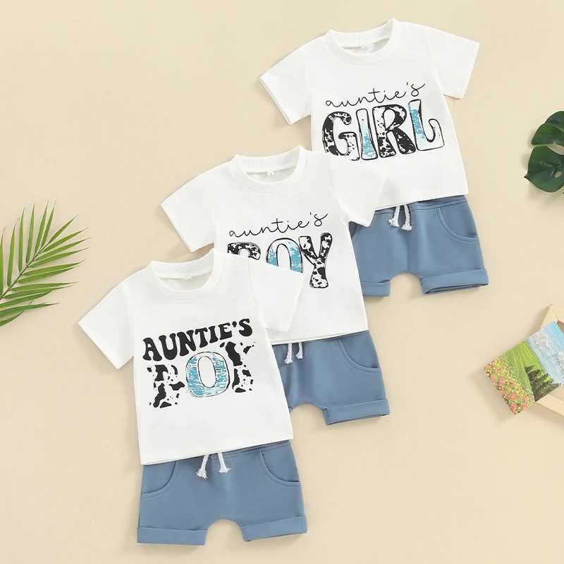 Clothing Sets 2023-12-12 Lioraitiin 0-3Y Toddler Baby Boys Summer Outfits Short Sleeve Cow Letter Print Tops and Shorts Set Clothes