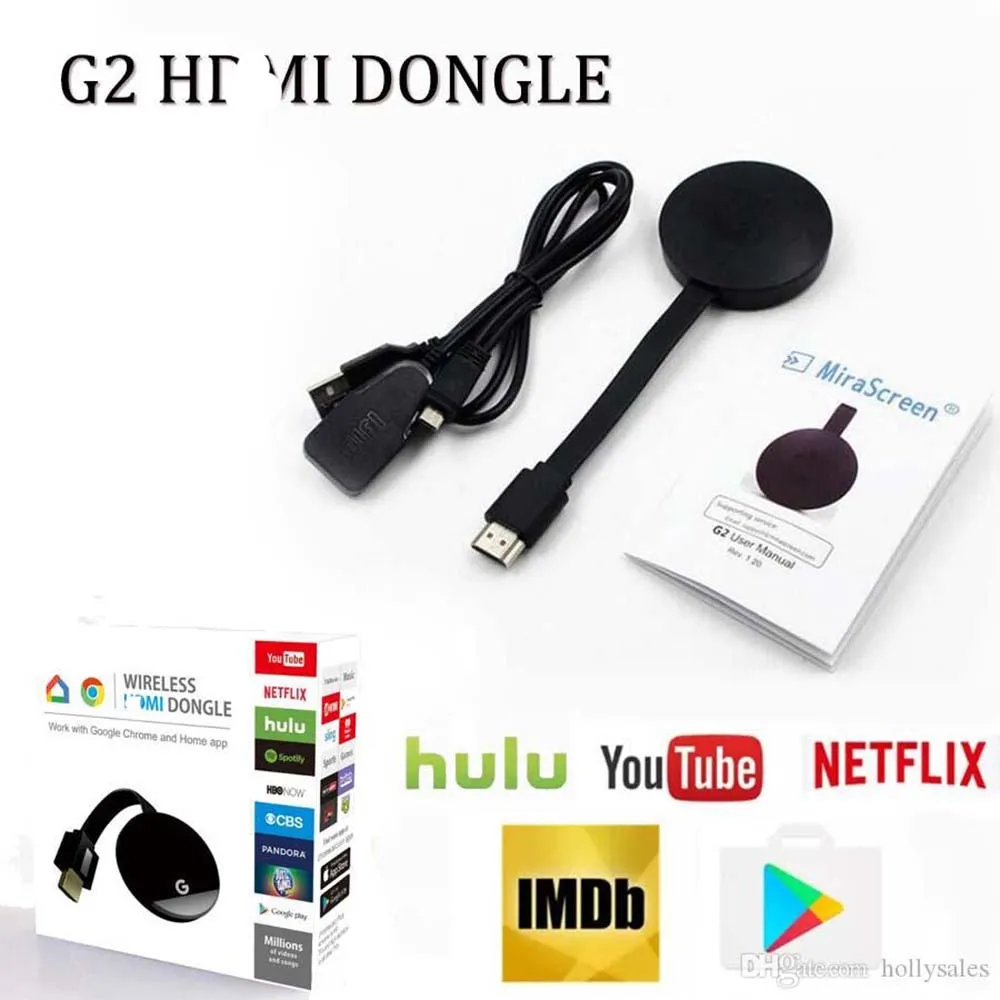 Mini dongle Miracast Google Chromecast 2 audio receiver G2 mirascreen wireless anycast wifi display 1080P DLNA airplay android TV stick for HDTV