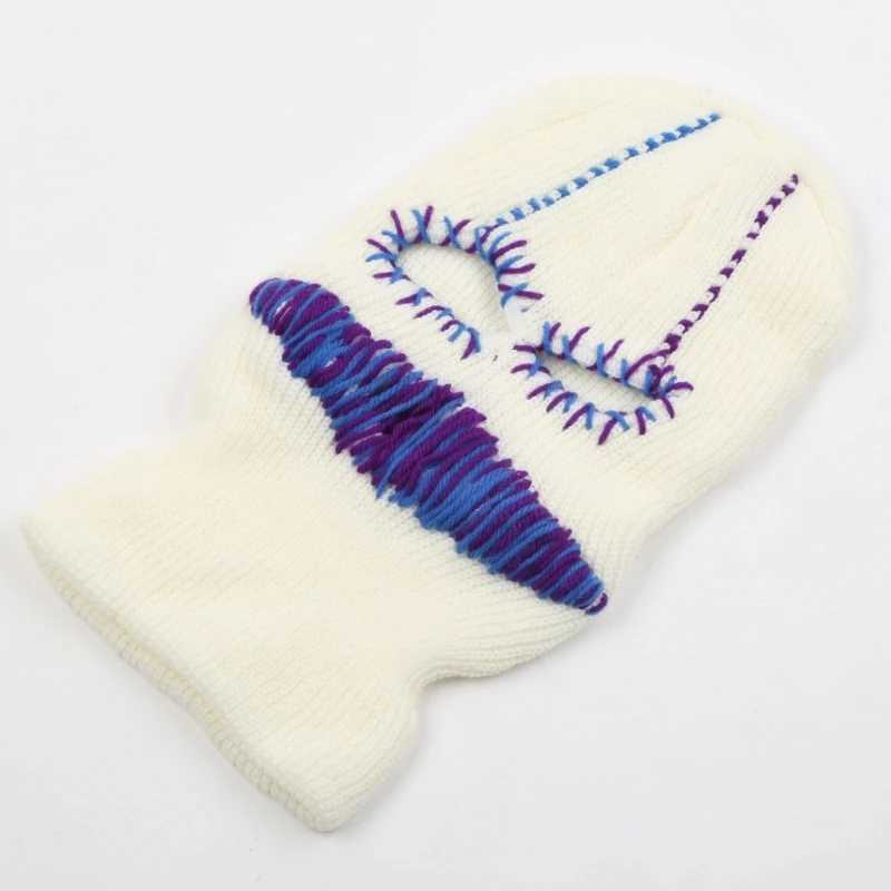 Beanie/Skull Caps Balaclava Distressed Halloween Balaclava Funny Balaclava Face Mask Horror Balaclava Hooded Party Hat Knitted Hat J240711