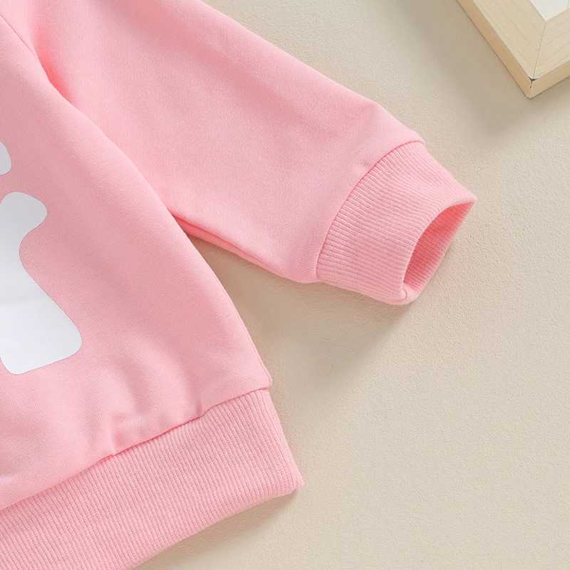 Clothing Sets 2023-08-17 Lioraitiin 6M-4Y Toddler Baby Girls Rugby Clothing Outfits Letter Round Neck Sweatshirt and Flared Pants Kids Set