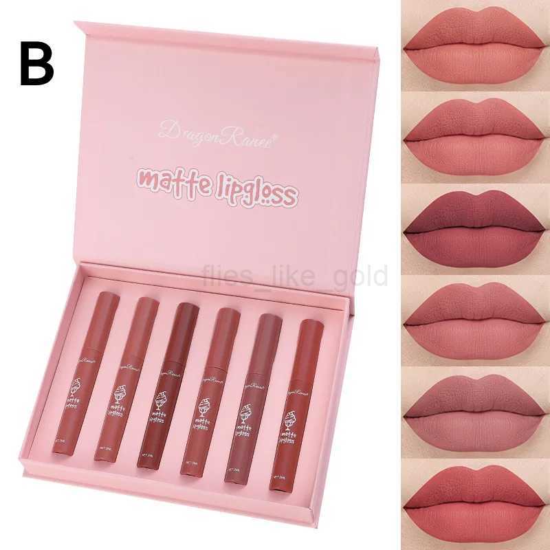 dragonranee 6 Lip Glaze Gift Set Matte Non-Stick Nude Complexion Lip Color Liquid Lipsticks zxx240715