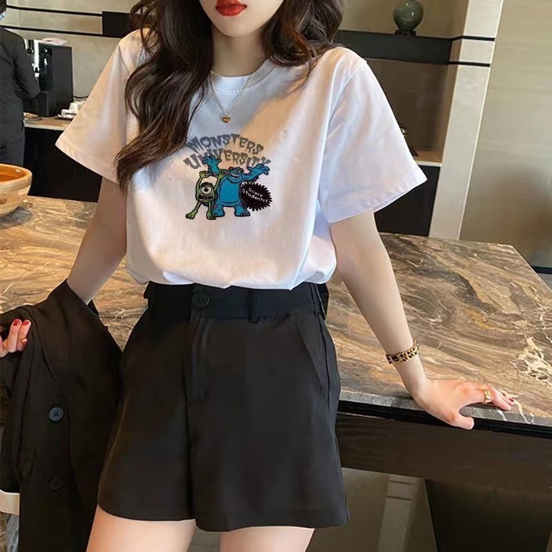 European white short sleeved t-shirt for women in summer 2023, new letter ins trendy t-shirt, loose bottomed top