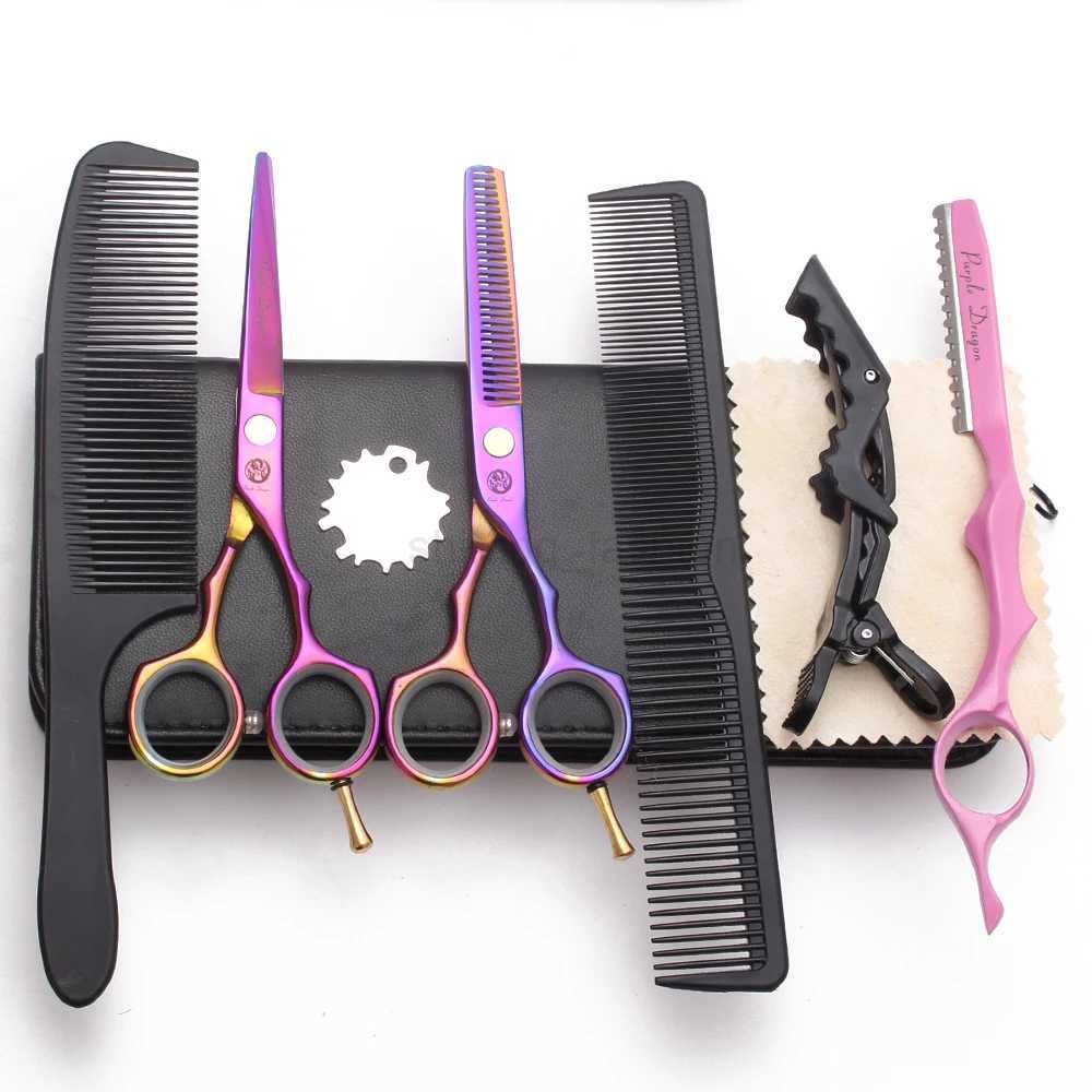 Hairdressing Scissors 5.5 Japan Stainless Purple Dragon Professional Hair Scissors Cutting Shears Set Thinning Scissors Z1104CL240715