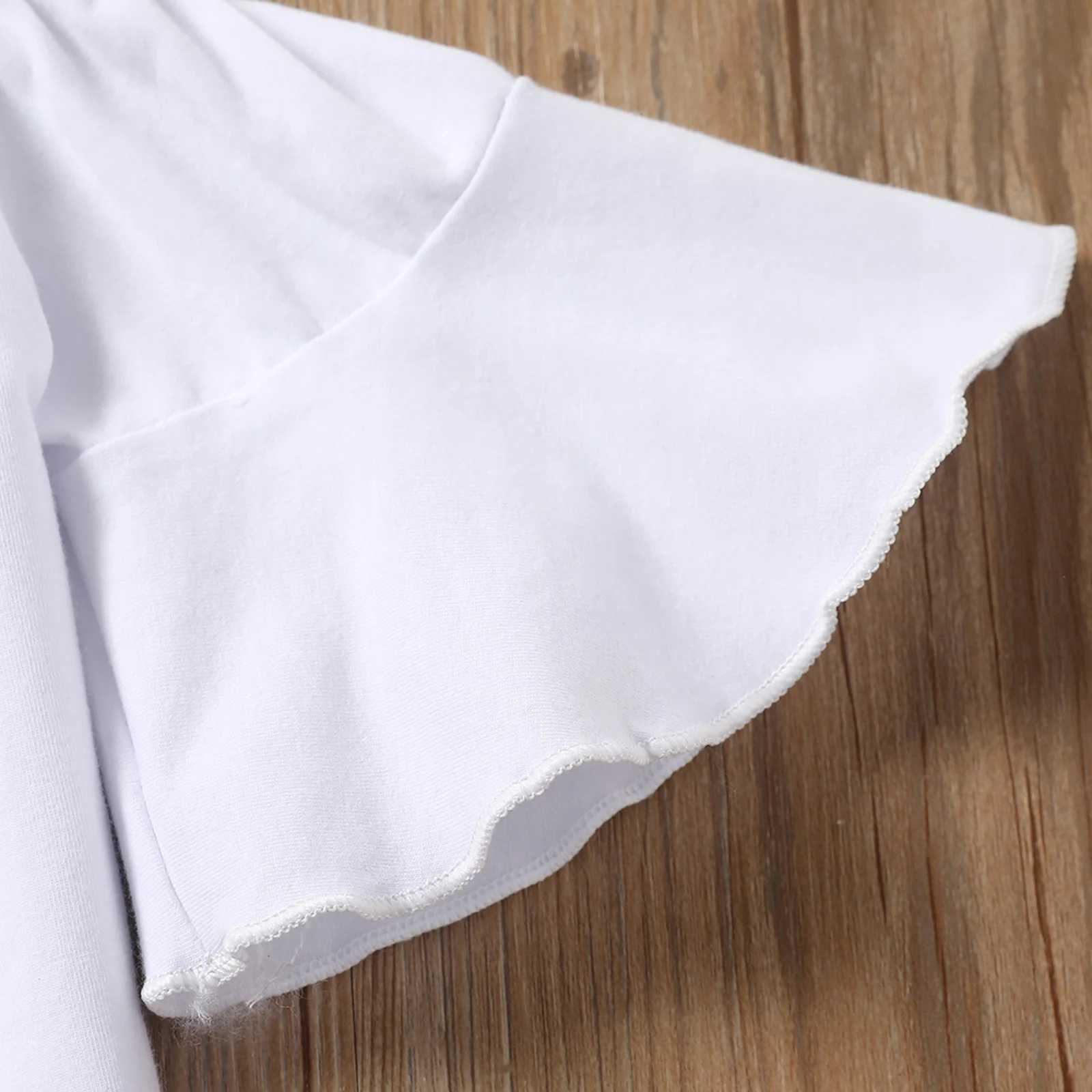 Clothing Sets 2022-02-12 Lioraitiin 0-5Years Toddler Little Girls 3PCS Suit Off-Shoulder Short Flared Sleeve Tops Leopard Belt Denim Pants