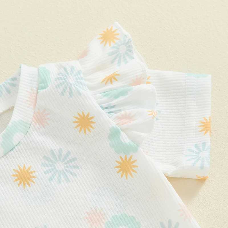 Clothing Sets 2024-05-06 Lioraitiin 0-3Y Little Girls Summer 2PCS Sets Flying Sleeve Floral/Butterfly Print T-shirt Shorts Sets