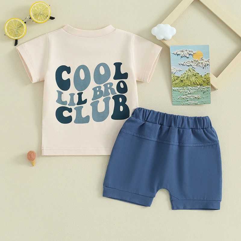 Clothing Sets Baby Boy Summer 2 Piece Set Round Neck Short Sleeve Letter Print Tops + Elastic Waist Shorts Little Brother Outfit