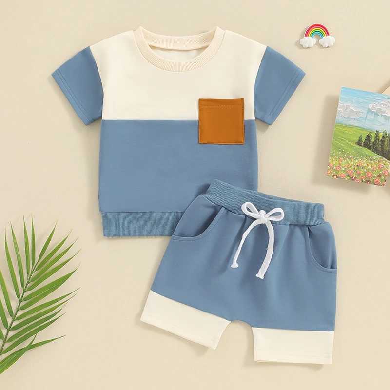 Clothing Sets 2023-12-12 Lioraitiin 0-3Y Baby Boy Clothes Summer Contrast Color Short Sleeve T-shirt Tops Shorts Set Toddler Outfit