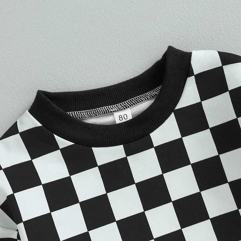 Clothing Sets 2023-06-06 Lioraitiin 0-5Years Toddler Girls Boys 2Pcs Fall Clothing Outfit Plaid Long Sleeve Crew Neck Hoodie Sweatpants Set