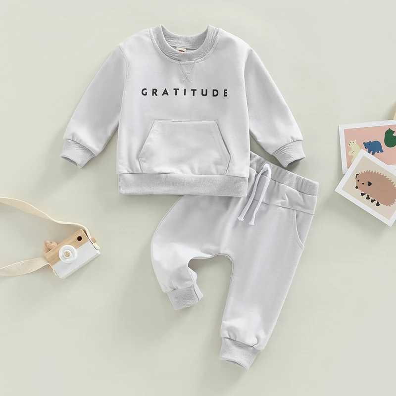 Clothing Sets 2022-10-19 Lioraitiin Baby Girls Boys 2Pcs Fall Outfit Letter Print Round Neck Long Sleeve Sweatshirts Tops Elastic Waist Pant
