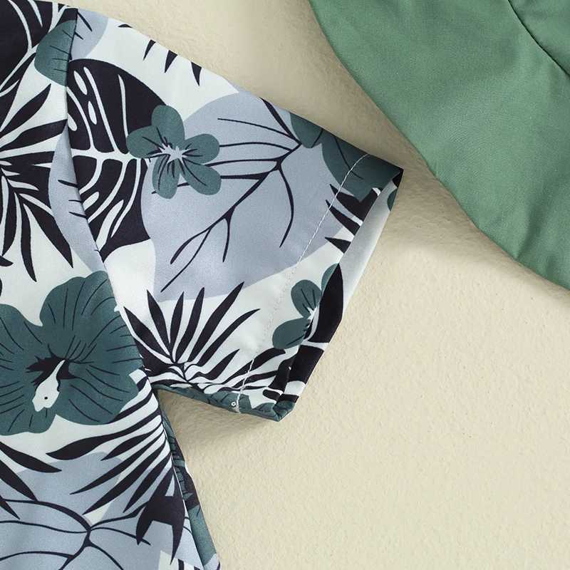 Clothing Sets 0-4Y Boys Clothing Sets Summer Short Sleeve Flower Print Tops + Shorts + Hat Kids Clothes Casual Clothing Sets for Children