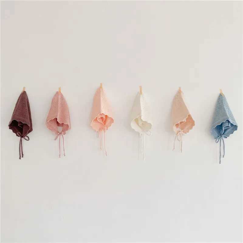 Baby Womens Hat Solid Color Baby Hat 0-24 Months Baby Knitted Hat with Lace Flower Childrens HeadpieceW240715