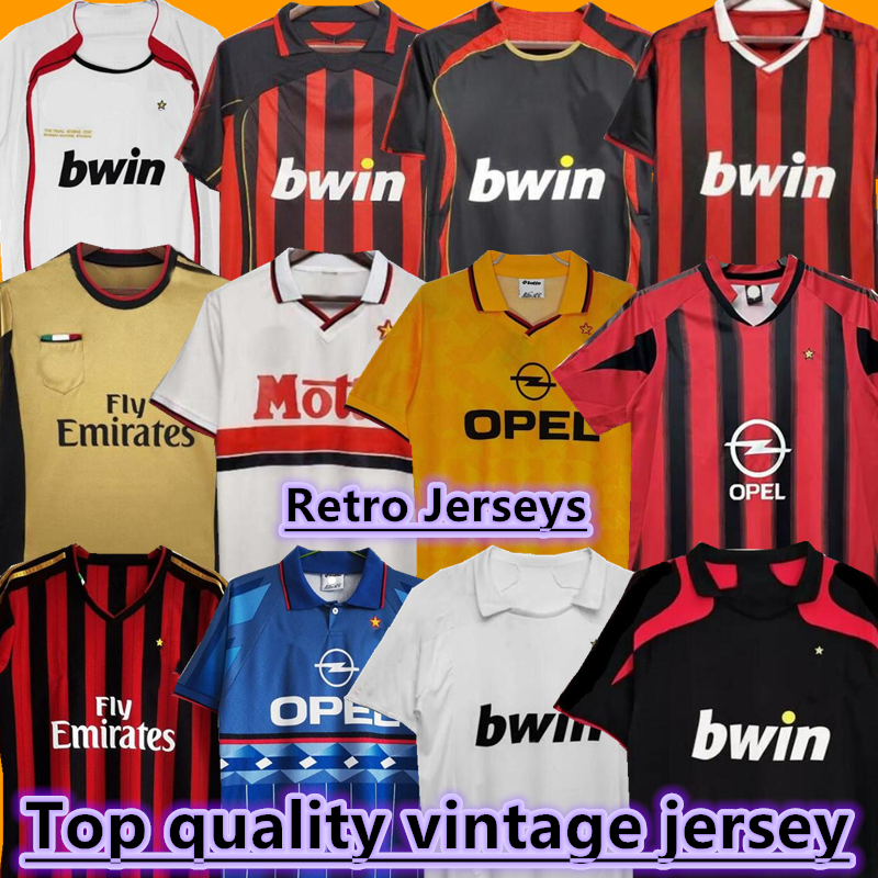 Retro soccer jerseys 95 96 02 03 04 05 06 07 09 10 11 12 13 14 AC KAKA MILAN IBRAHIMOVIC Maldini football shirts 06 07 08 09 10 PIRLO BAGGIO WEAH jersey Home away kids Shirts
