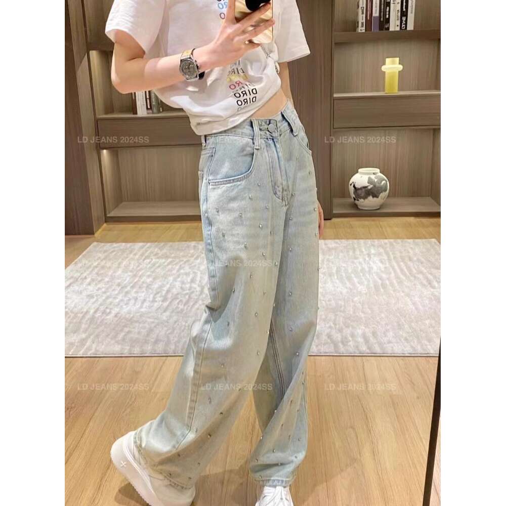 24ss Designer Women Jeans Brand Clothing Summer Pants Fashion letter jacquard Logo Decoration Ladies Trousers Girl Casual jeans jul 04
