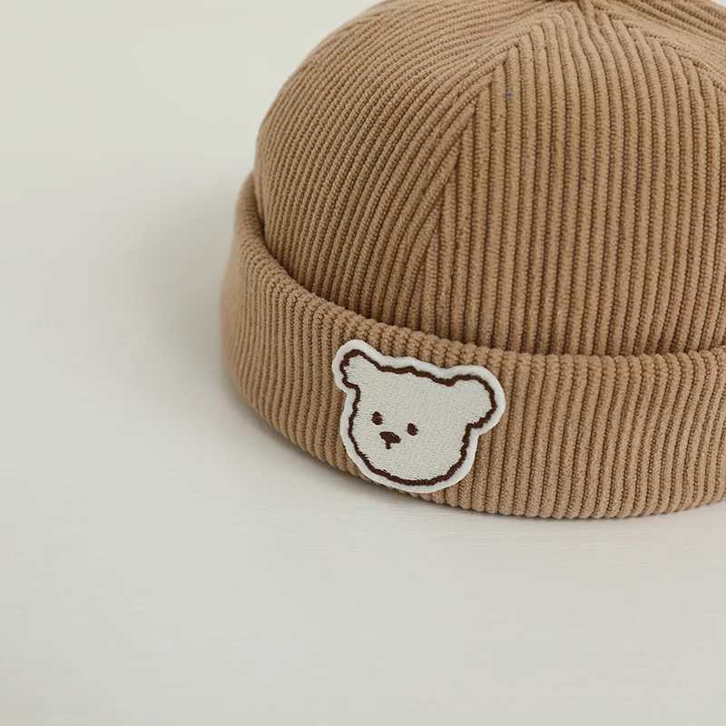 Boys and girls aged 3-24 months autumn warm bean hat solid color baby Docker hatW240715