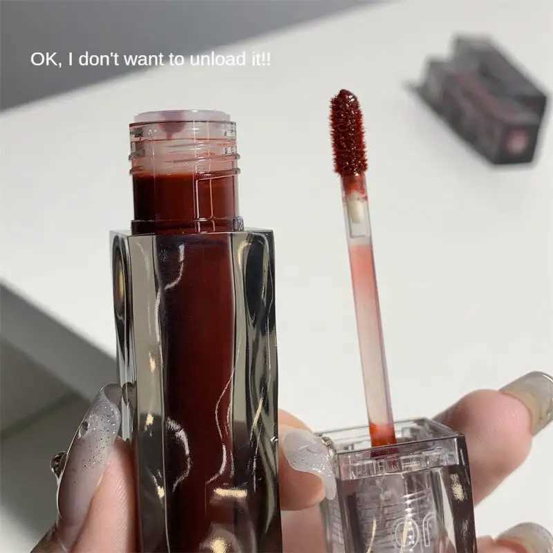 Waterproof Mirror Nude Lip Gloss Transparent Nude Dark Brown Red Lip Glaze Lasting Velvet Liquid Lipstick Women Makeup Cosmetic zxx240715