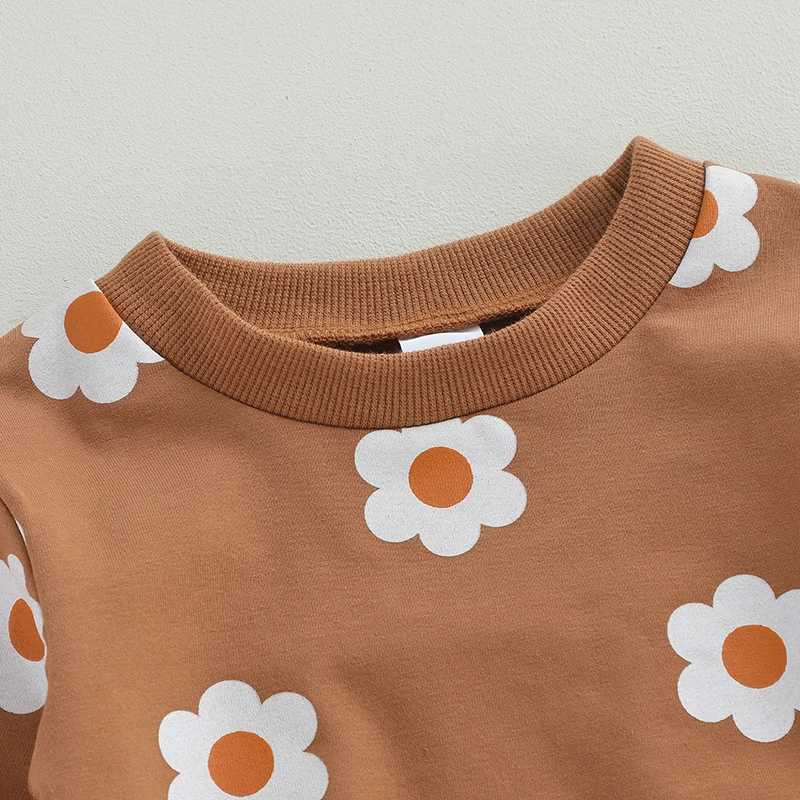 Clothing Sets 2023-07-14 Lioraitiin 0-3Years Toddler Baby Girls 2Pcs Fall Outfit Set Floral Print Sweatshirt Top with Drstring Pants