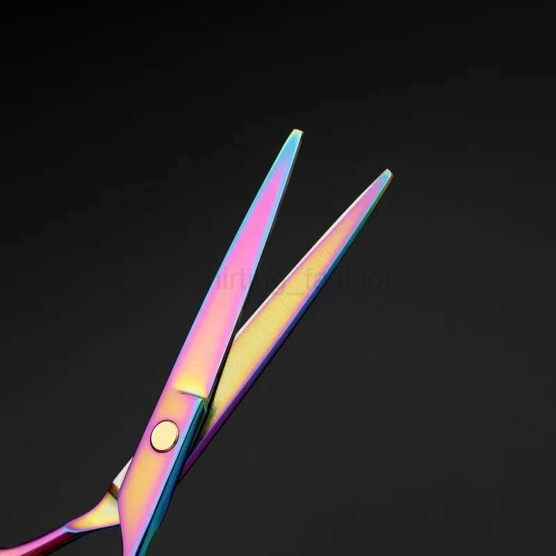 Professional Japan 440c Steel 6inch Rainbow Cut Hair Scissors Set Cutting Shears Thinning Barber Scissor Hairdressing ScissorsCL240715