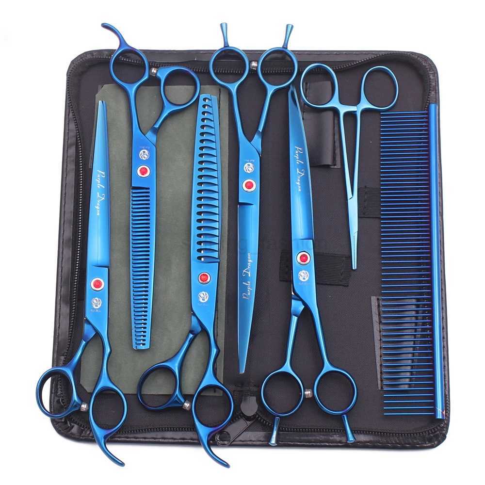 Purple Dragon 8 Inch Dog Grooming Scissors Thinning Shears Professional Cat Pet Scissors Hair Cutting High Quality Z3015-bCL240715