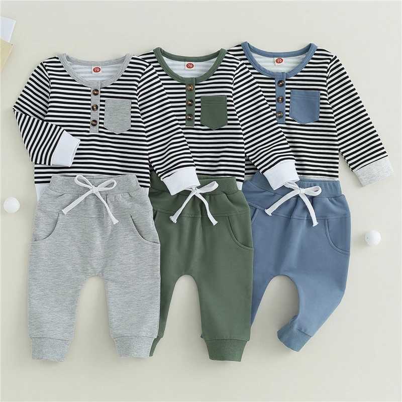 Clothing Sets Autumn Clothes Set Striped Long Sleeve Sweatshirt Casual Sports 2PCS Toddler Boys Clothing Suits Cotton Tops+Sweatpants