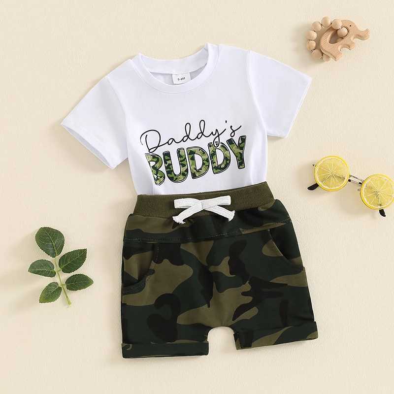 Clothing Sets 2Pcs Baby Boy Summer Outfit Clothing Set Cotton Casual Short Sleeve Letters Print T-shirt with Camouflage Shorts Set For Toddler