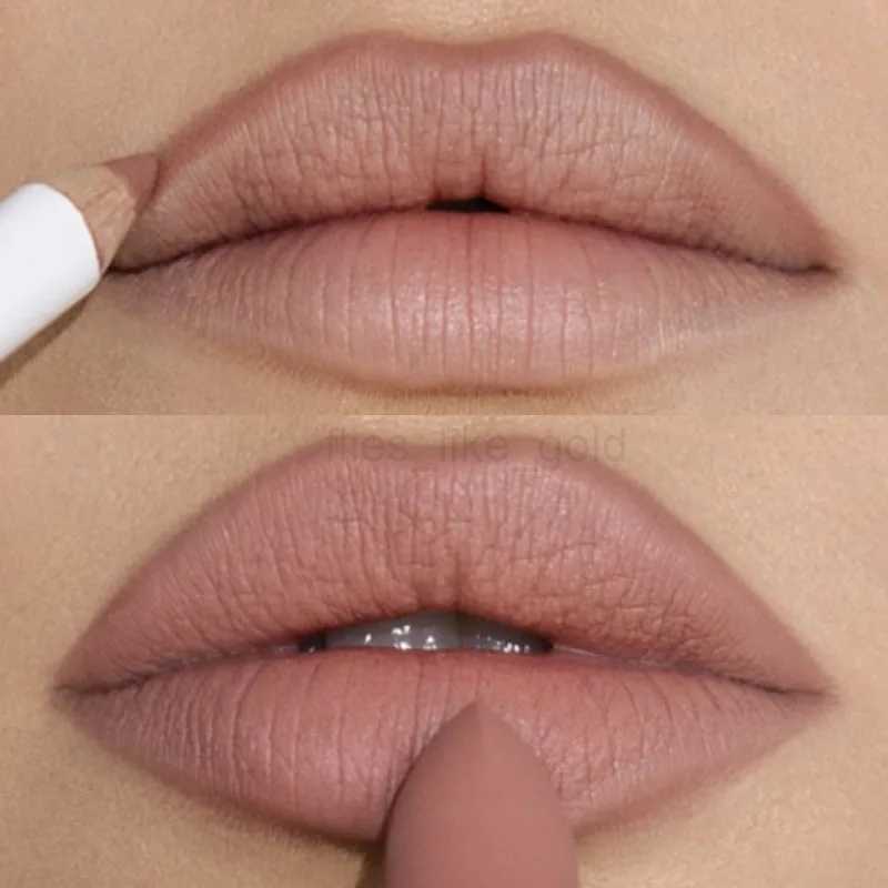 Matte Nude Lipstick Lip Liner Pen Set Long Lasting Waterproof Non-stick Cup Sexy Brown Lips Contour Tint Smooth Lip Gloss Makeup zxx240715