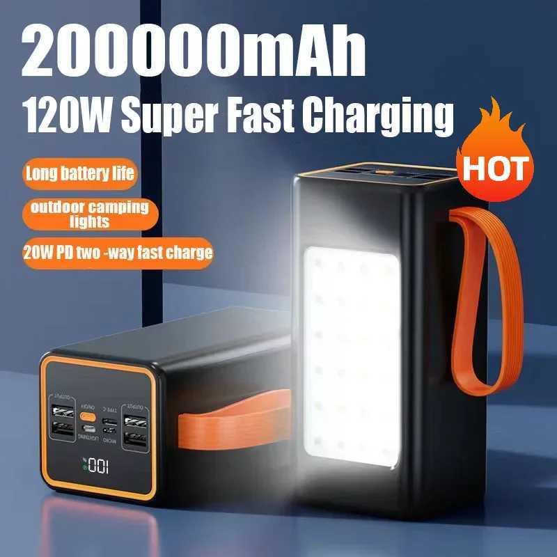 120W Super Fast Charging 200000mAh Power Bank for Iphone 15 Pro Max Laptop LED Light Powerbank Portable External Battery ChargerM240715