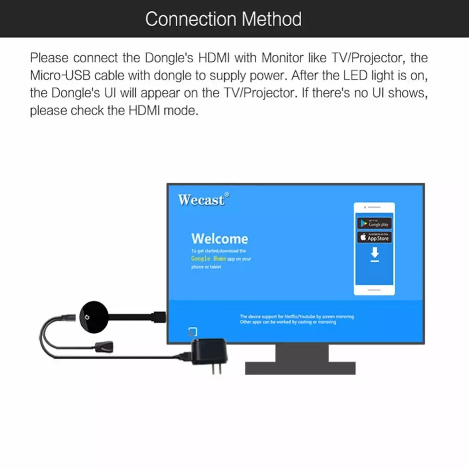 Mini dongle Miracast Google Chromecast 2 audio receiver G2 mirascreen wireless anycast wifi display 1080P DLNA airplay android TV stick for HDTV