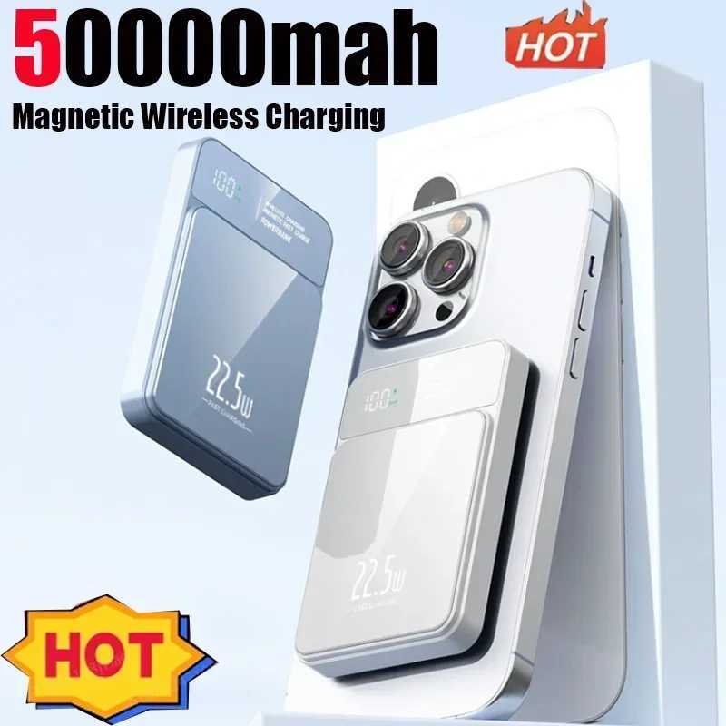 Power Bank 50000mAh Portable Magnetic Fast Wireless Charger for Iphone 12 13 14 Pro Max Macsafe External Auxiliary Battery Pack Z240715