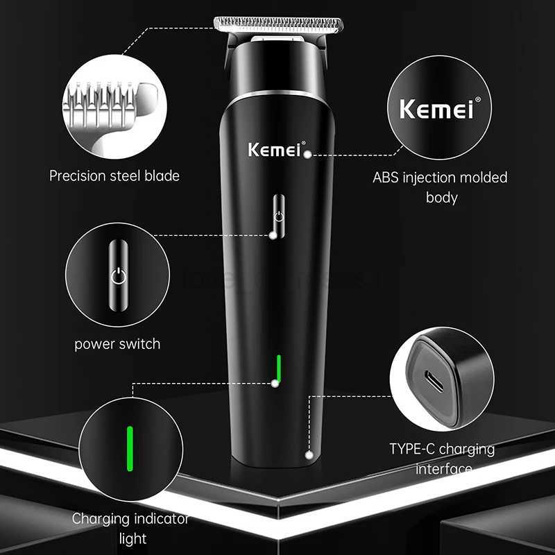 Kemei Professional Hair Trimmer with LCD Display 0mm Gapped T- Cordless Rechargeable Edgers Clippers Men Hair Cutting KitM240715