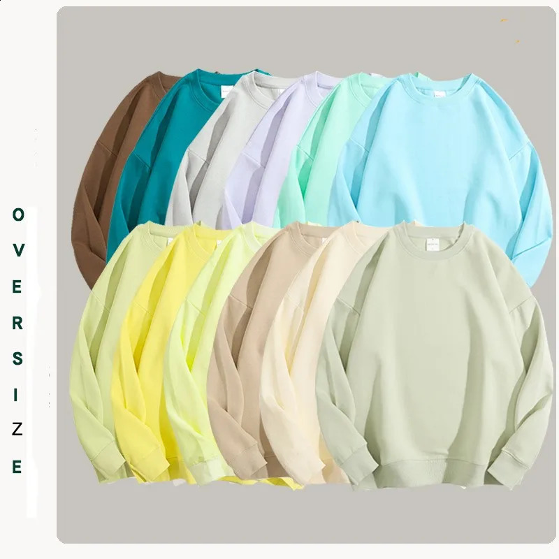 36 color High quality healthy cotton solid round neck off shoulder sweater for men and women oversize loose 240713
