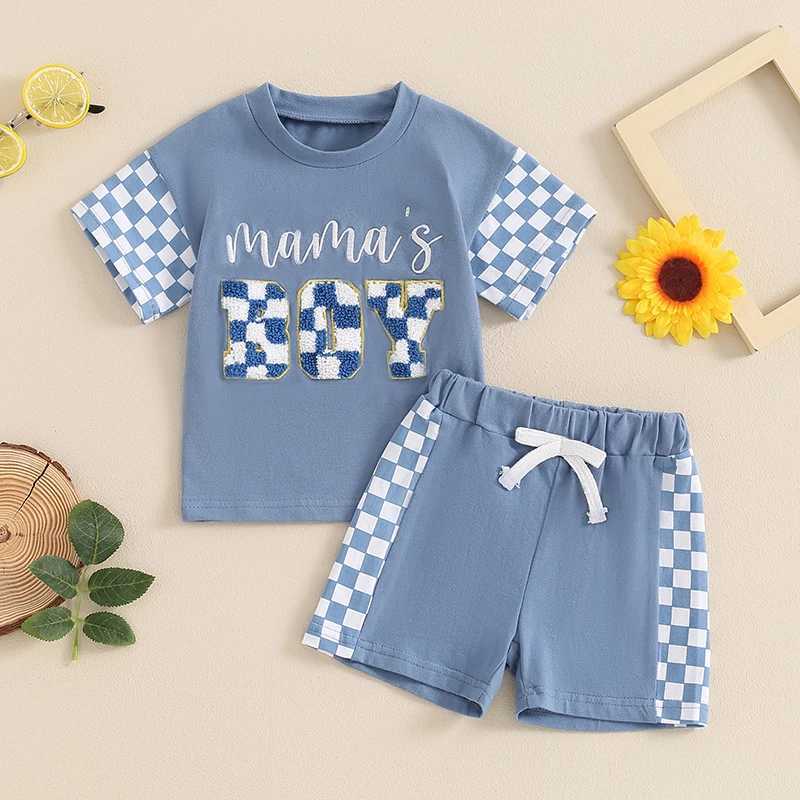 Clothing Sets 2024-04-08 lioraitiin Toddler Baby Boys Summer Outfits Letter Embroidery Short Sleeves T-Shirt and Elastic Shorts Clothes Set