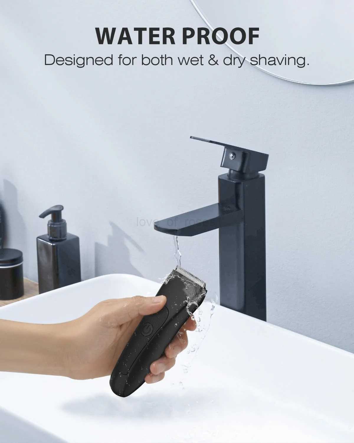 Groin Body Hair Trimmer for Men Electric Ball Trimmer Pubic Trimmer Body Shaver Replaceable Ceramic HeadsM240715