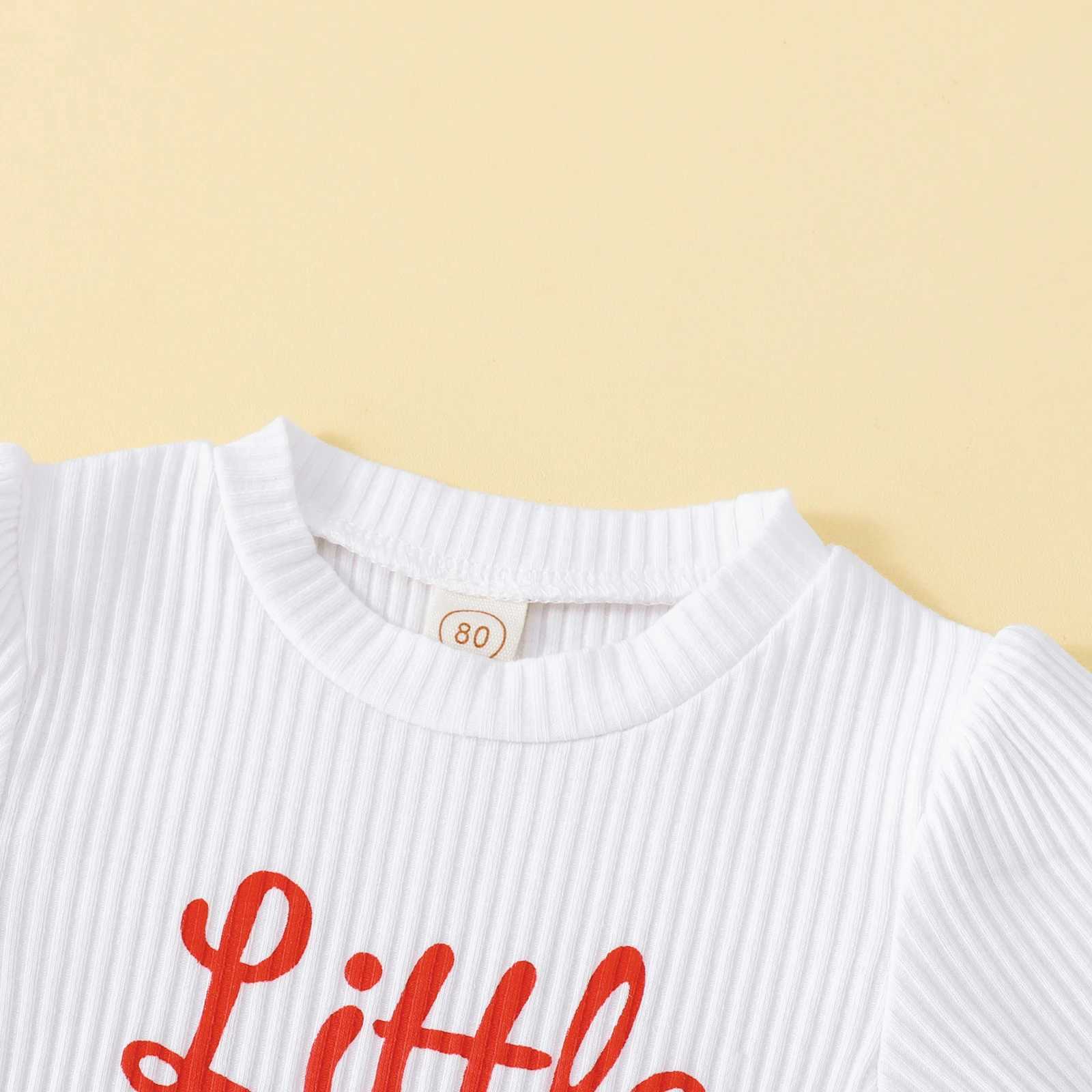 Clothing Sets 2022-03-29 Lioraitiin 0-4Years Toddler Girls 3Pcs Clothes Letter Printed Ribbed Tops Stripe Stars Printed Flare Pants Headband
