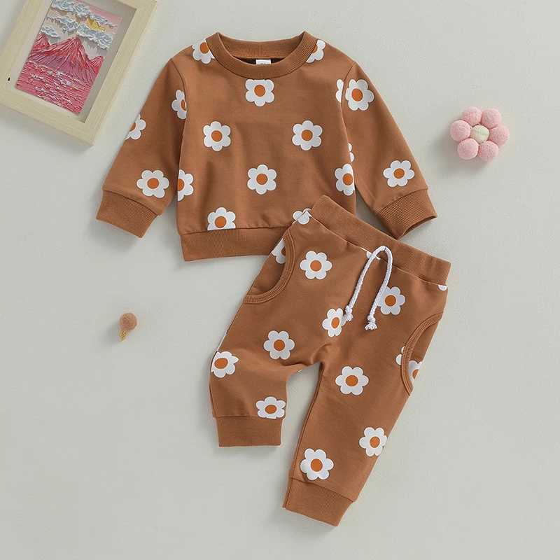 Clothing Sets 2023-07-14 Lioraitiin 0-3Years Toddler Baby Girls 2Pcs Fall Outfit Set Floral Print Sweatshirt Top with Drstring Pants