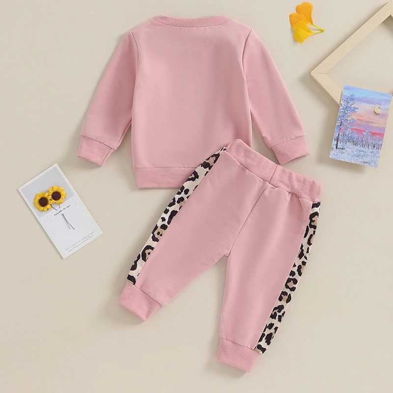 Clothing Sets 2023-09-15 Lioraitiin 0-3Y Newborn Baby Girls Clothing Set Letter Leopard Print Long Sleeve Pullover Strap Pants 2 Pcs Outfit