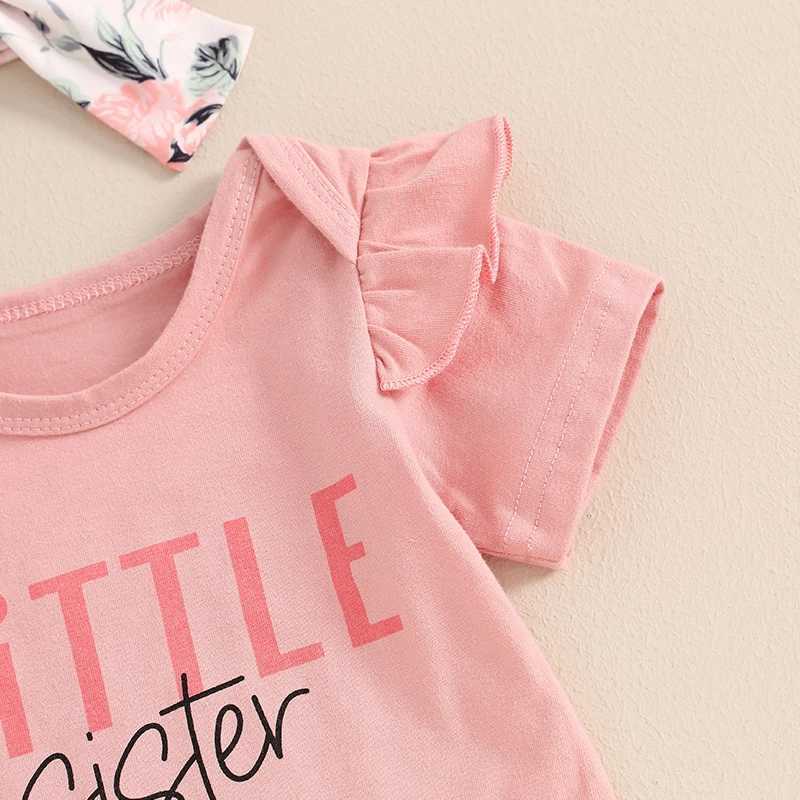 Clothing Sets 2024-03-28 Lioraitiin 0-18M Baby Girls Summer Shorts Sets Pink Letter Print Romper Floral Lantern Shorts Headband Sets