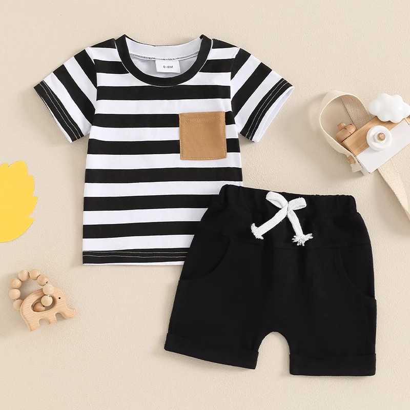 Clothing Sets Toddler Infant Baby Boy Clothes Sets Casual Short Sleeve Striped Print Tops + Shorts Summer Outfits Clothing 0-3Y