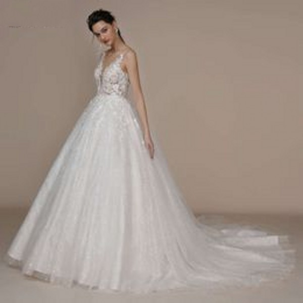 Sexy Backless Scoop Lace Wedding Dresses For Bride France Court Train Glitter Skirt A e Sleeveless Women Bridal Gown