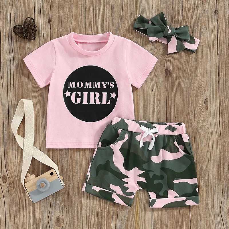 Clothing Sets 2023-12-26 Lioraitiin 3M-5Y Summer Baby Girl Outfit Letter Print Short Sleeve T-Shirts Top Elastic Waist Shorts 2Pcs Clothes Set