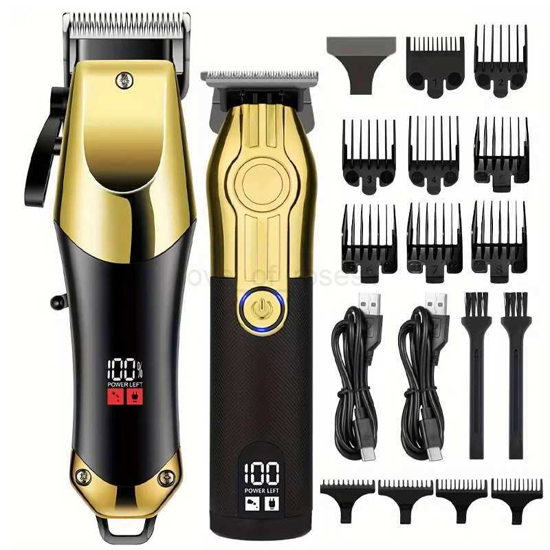 Hair Clippers for Men T Liners Hair Trimmer Set Men Professional Cordless Rechargeable Barber Hair Cutting Kit with LED DisplayM240715