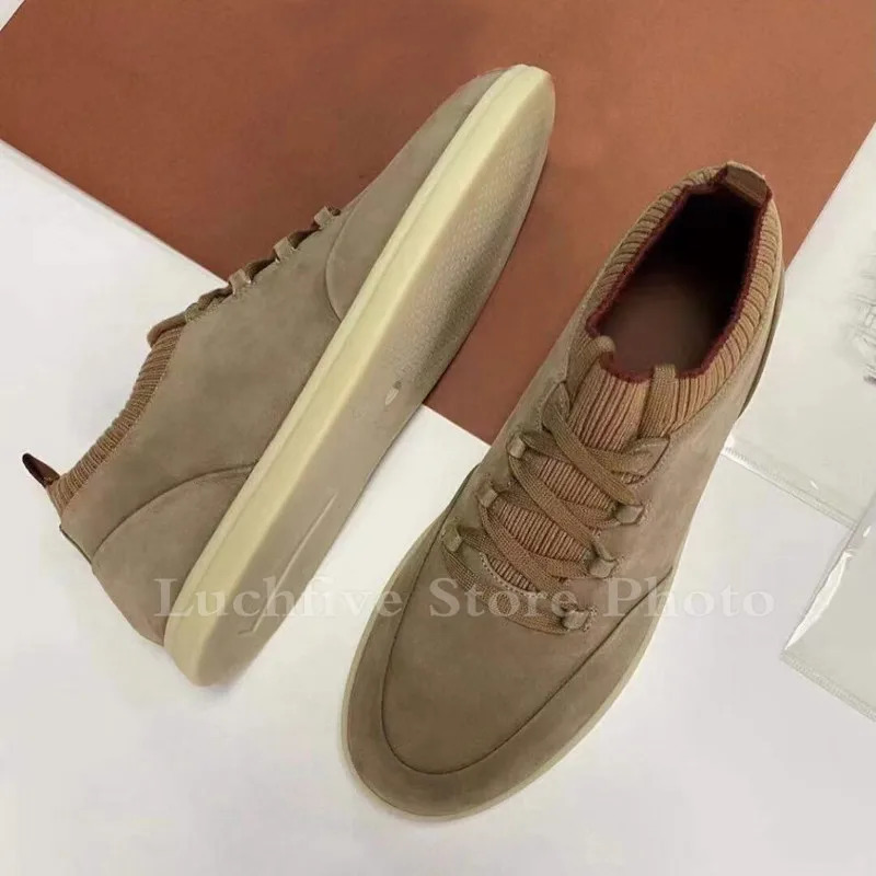 High quality suede leather padded shoes for men slip on casual lazy shoes spring and autumn walking shoes casual lace flat shoes for men 240704